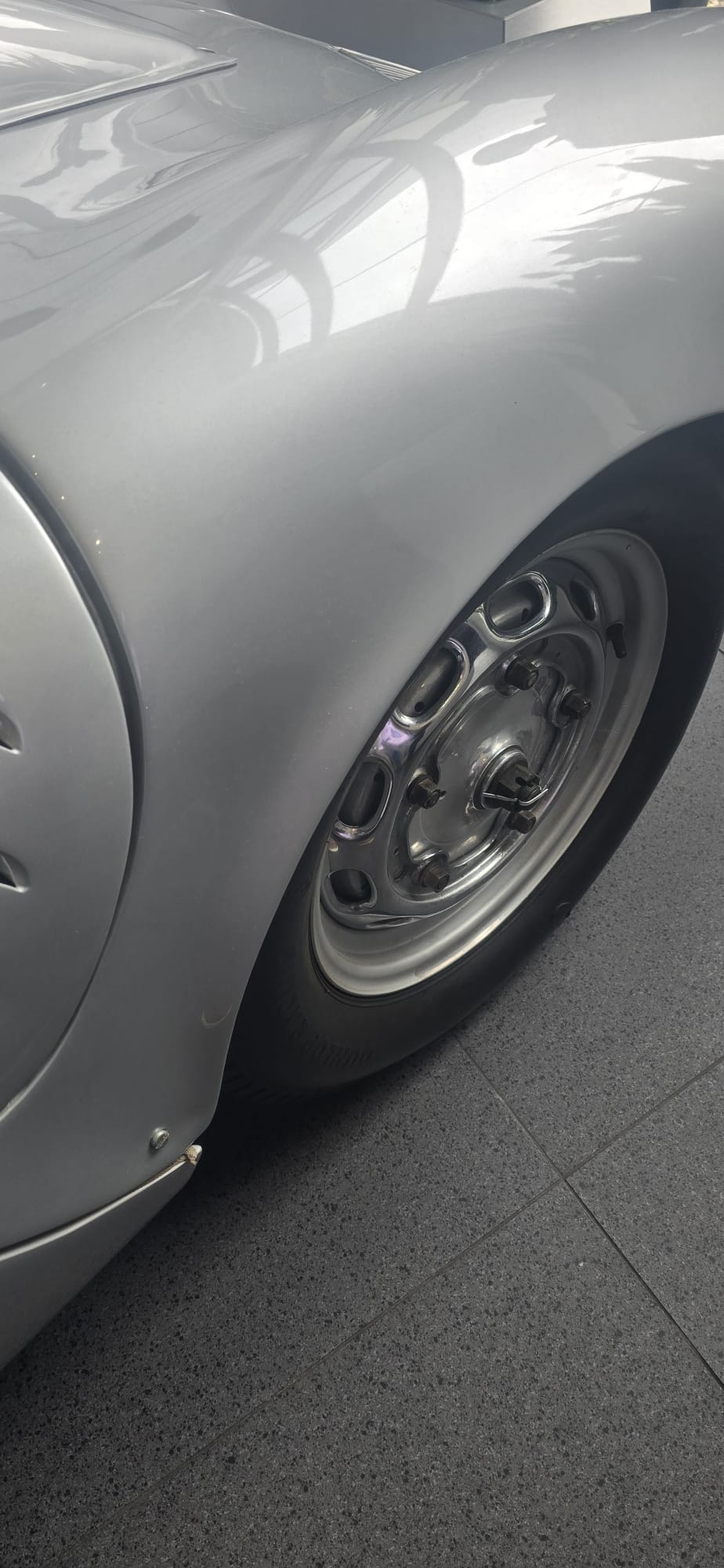 Front fender and wheel, close up