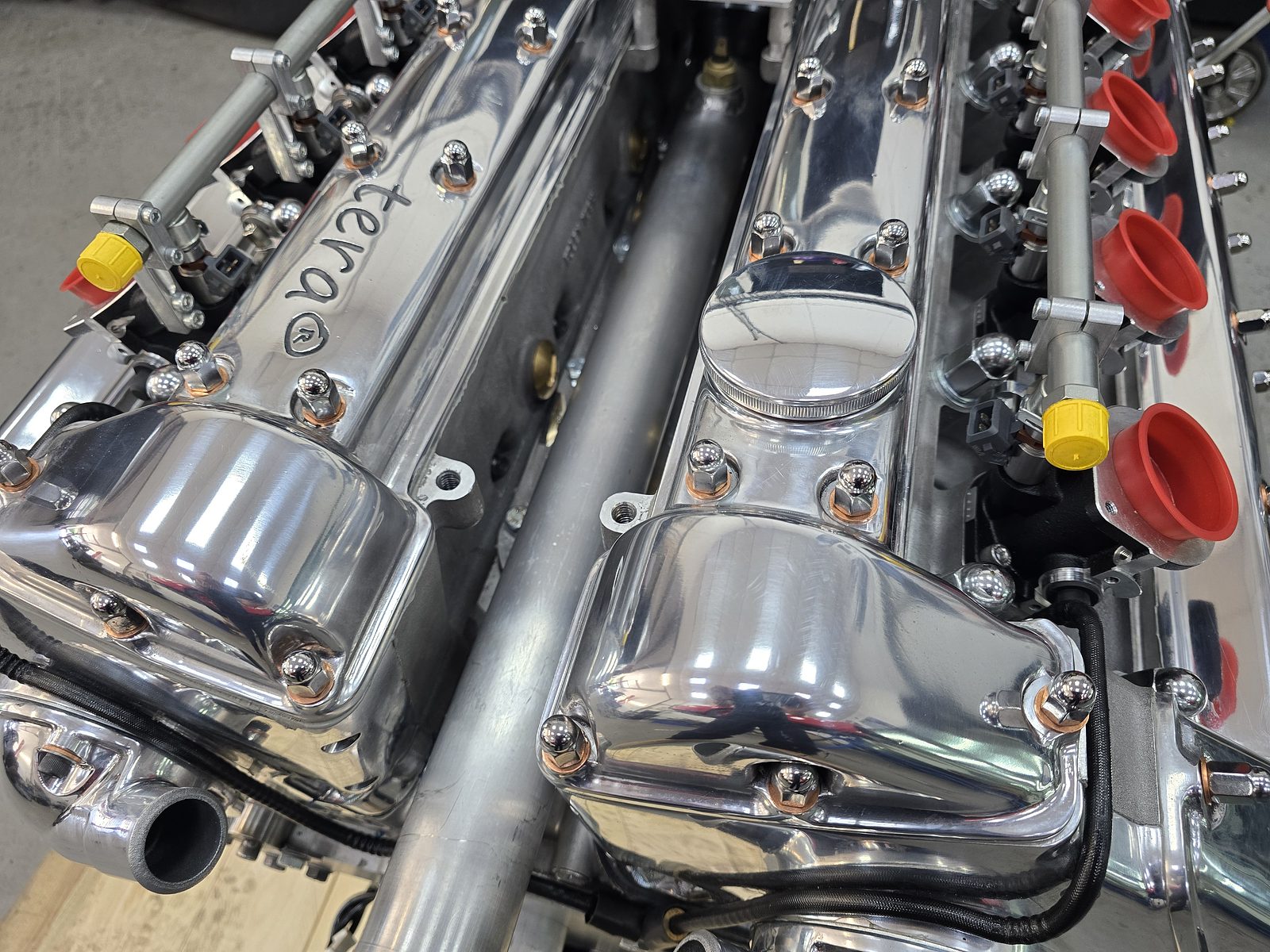 tera® V12 chrome hardware and fuel injector detail