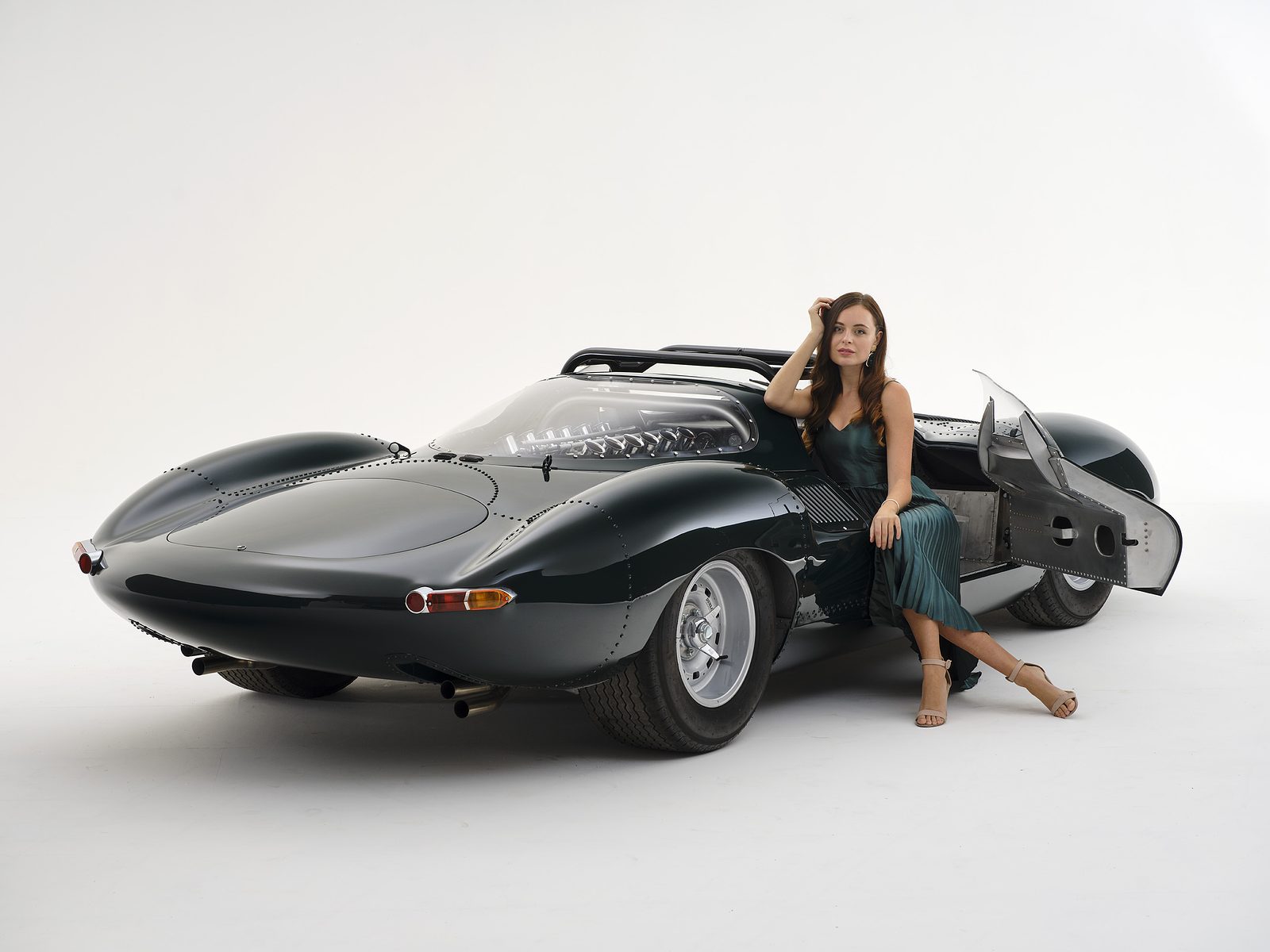 XJ13 Toolroom Copy — open rear bodywork and twin exhausts